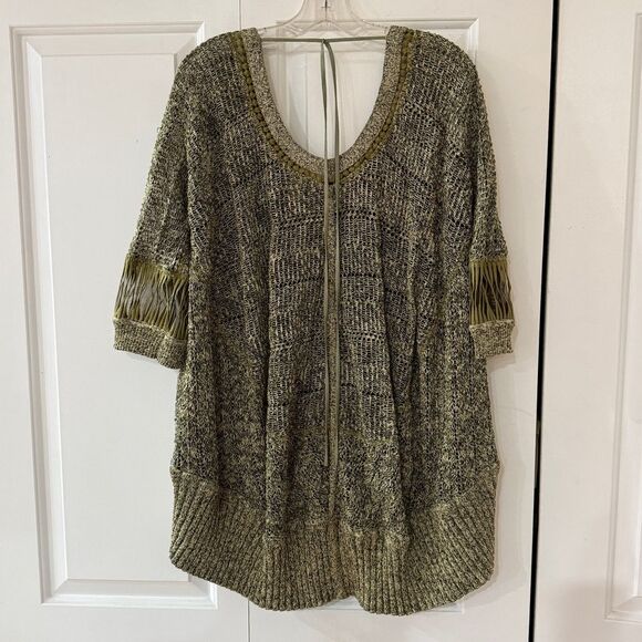 Byron Lars Green Knit Fringe Top with Buttons at Chest Size 4 - Picture 7 of 14